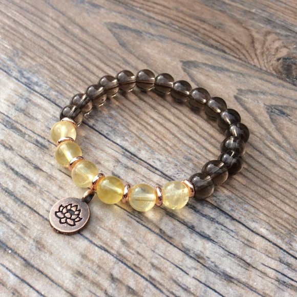 Lotus bracelet, Smoky Quartz & Citrine, Copper, crystal healing - Picture 4 of 9